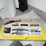 Model Power Rio Grande Ho Gauge Starter Set Locomotive Box Caboose Crane Track. Fixed Price $80.00.