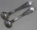 Antique 1840 Pair Coin Silver Master Salt Spoons Newel Harding Boston Mth Jwb. Fixed Price $75.00.
