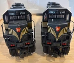 Lionel 6-38498 & 6-38499 Pennsylvania Legacy DD35A #2380 Power And Non-pwr Set. Fixed Price $925.00.