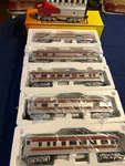Mth Rail King Gauge Santa Fe F-3 Diesel Engine & 5 Car Set 30-4142-1E W/ Boxes. Fixed Price $385.00.