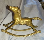 Antique Solid Brass Rocking Horse Gold Lustre Racing Race Grand National Uk. Fixed Price $53.72.