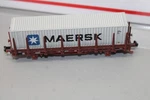 Hobbytrain H23005-5 2-AXLE Flat Car With Mersk Containers Db Ag Scale Ovp. Fixed Price $27.24.