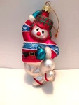 Santas Best North Pole Ice Skating Jolly Snowman Ornament Blown Glass Christmas. Fixed Price $8.99.