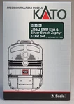 Kato Scale Cb&q Emd E5A Silver Streak Zephyr Engine Car Set Diesel KAT106-090. Fixed Price $188.84.