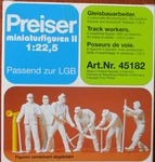 Preiser 1:22.5 Six Unpainted Railroad Track Worker Figures Kit # 45182. Fixed Price $45.95.