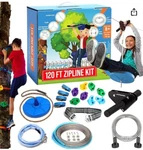 New! Hyponix 120 Zip Line W/bonus Tree Climbers For Kids And Adults Outdoor Fun. Fixed Price $49.99.