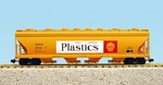 Usa Trains G Scale 14117 Shell 4-BAY Cneter Flow Covered Hopper Yellow. Fixed Price $209.99.