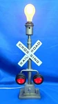 Railroad Crossing Sign Train Lamp W/ Red Flashing Lights Novelty Table 18". Fixed Price $49.99.