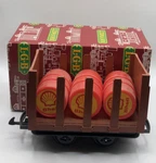 Scale Lgb 4045 Unlettered Short Flat Car W/shell Oil Drum Load In Box. Fixed Price $60.00.