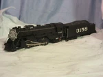 Lionel Santa Fe 3158 Gauge Mikado Steam Locomotive And Tender. Fixed Price $275.00.
