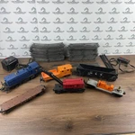 Lionel Electric Train Set Lot Blue Locomotive Red Crane Jersey Central W/ Tracks. Fixed Price $134.95.