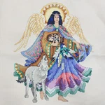 Finished Cross Stitch Guardian Angel Wolf Native American Western Artwork Pink. Fixed Price $59.99.