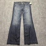 7 For All Mankind Jeans Womens 31 Blue Dojo Flare Trouser Usa Made New. Fixed Price $84.77.
