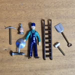 Vintage Unmarked Railroad Worker 1" Figure With Ladder Shovel Hammer Pick Axe. Fixed Price $10.00.